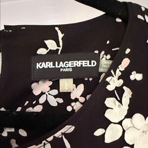 Karl Lagerfeld Black and Pink Floral Blouse-beautiful flare cuff on sleeves
